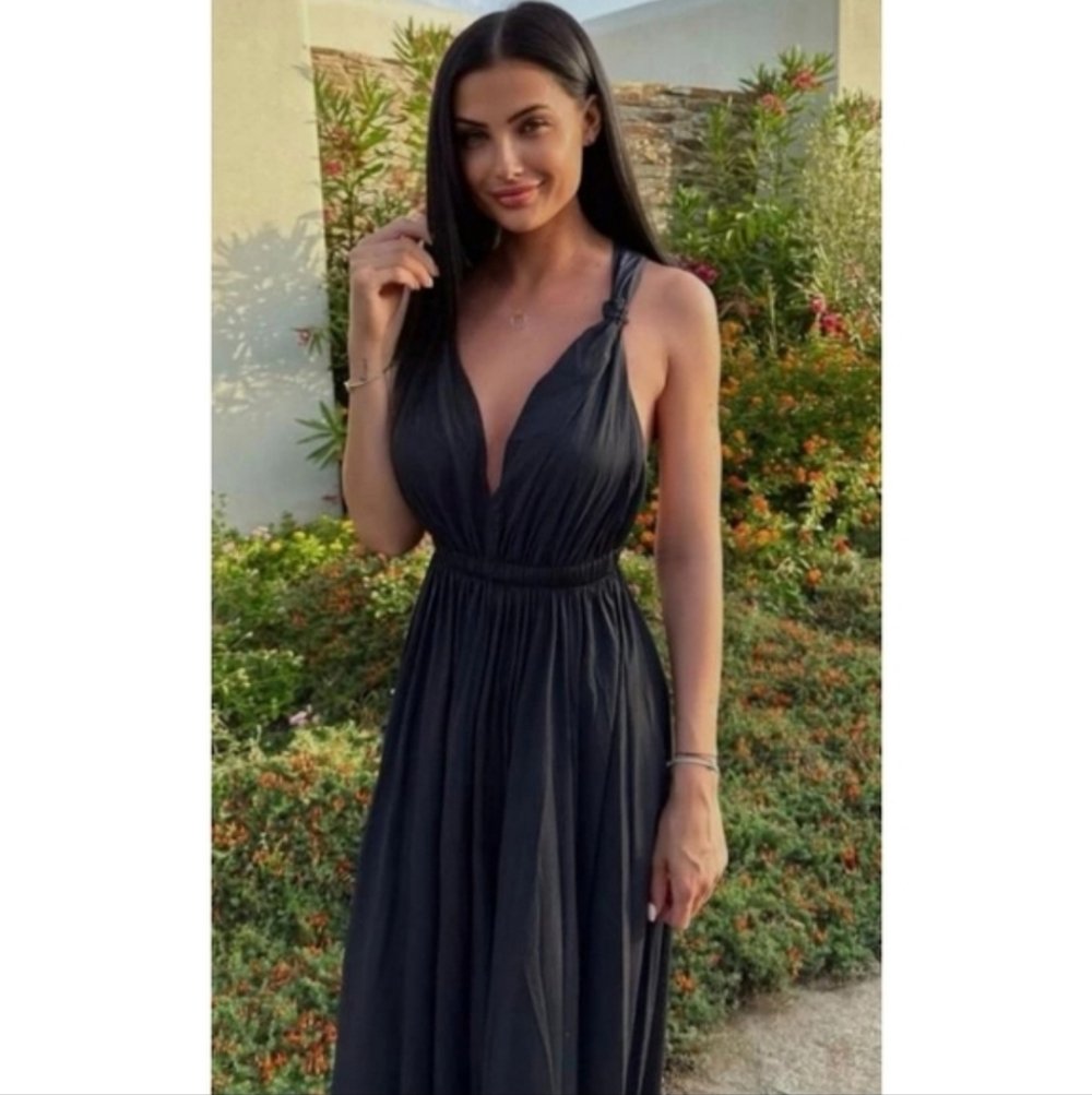 ZARA VOLUMINOUS LONG MAXI DRESS BLACK SIZE XL - Picture 7 of 16
